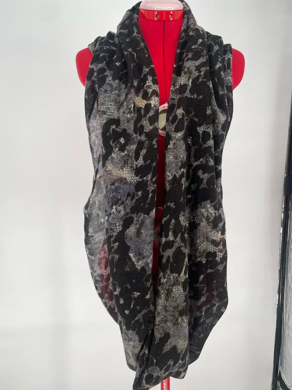 Animal Print Gray Brown Silence + Noise Soft Oversized Tube Scarf Circle Scarf